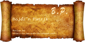 Boján Patrik névjegykártya